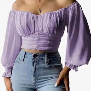 MIRACMODA Womens Off The Shoulder Puff Sleeve Blouse